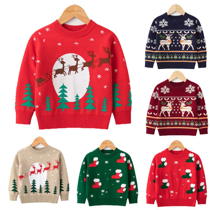 Christmas Fashion Christmas Tree Snowflake Elk Polyacrylonitrile Fiber Hoodies & Knitwears