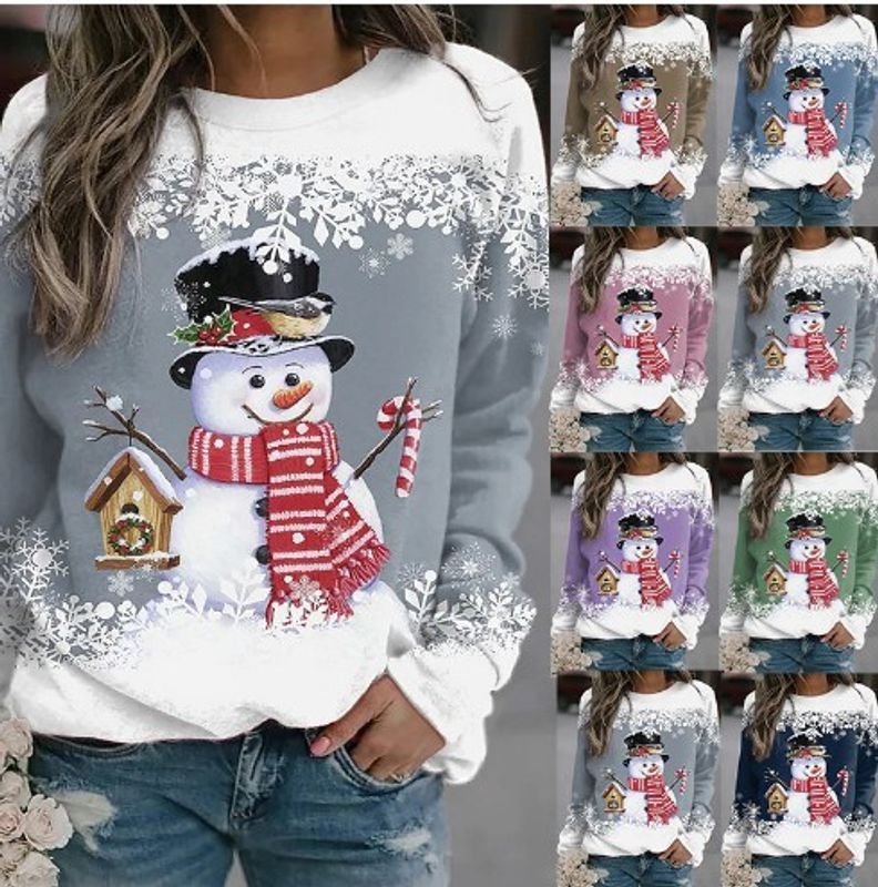 Women's Hoodie Long Sleeve Hoodies & Sweatshirts Printing Fashion Snowman