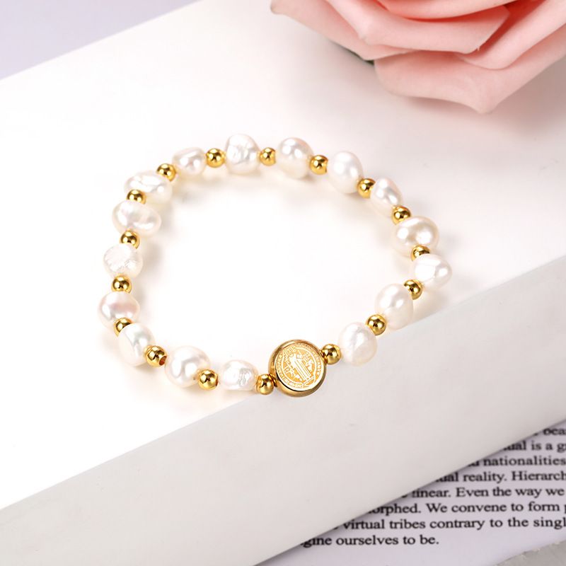 Mode Brief Titan Stahl Perlen Armbänder 1 Stück
