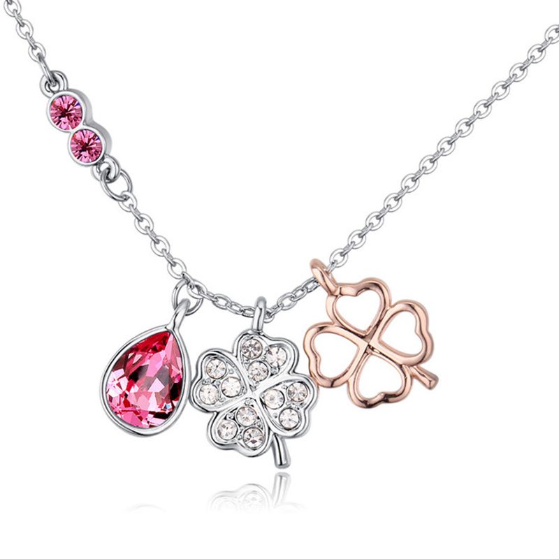 Fashion Flower Alloy Inlay Rhinestones Women's Pendant Necklace