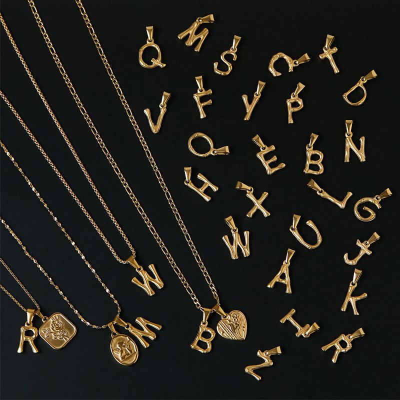 موضة رسالة التيتانيوم الصلب مطلي بالذهب اكسسوارات المجوهرات 1 قطعة