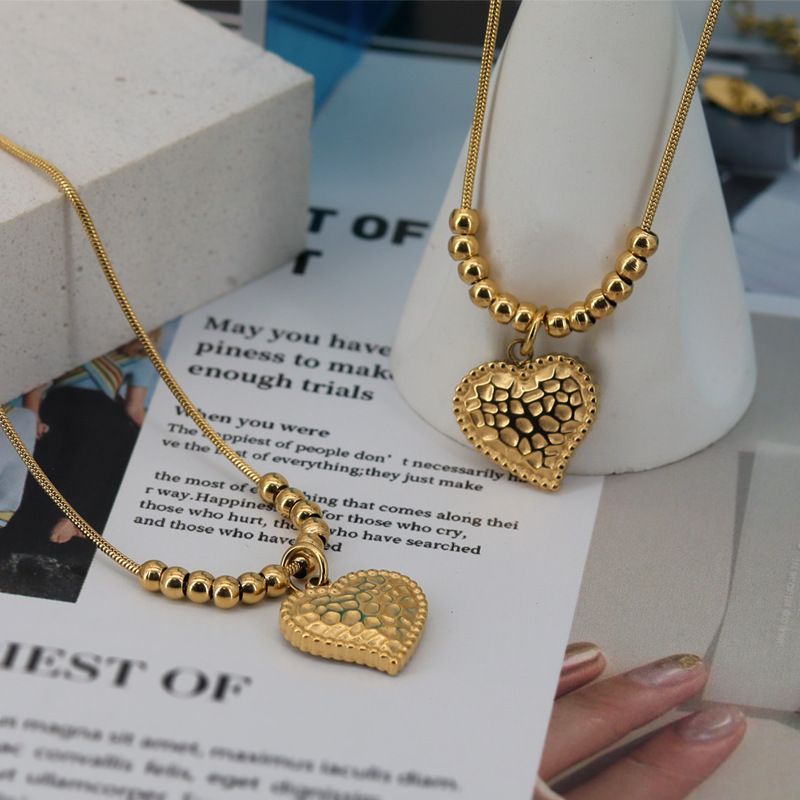 Fashion Heart Shape Titanium Steel Gold Plated Necklace 1 Piece