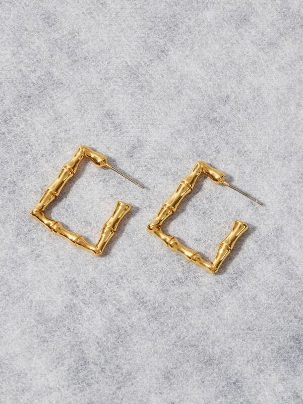 Simple Style Square Copper Gold Plated Ear Studs 1 Pair