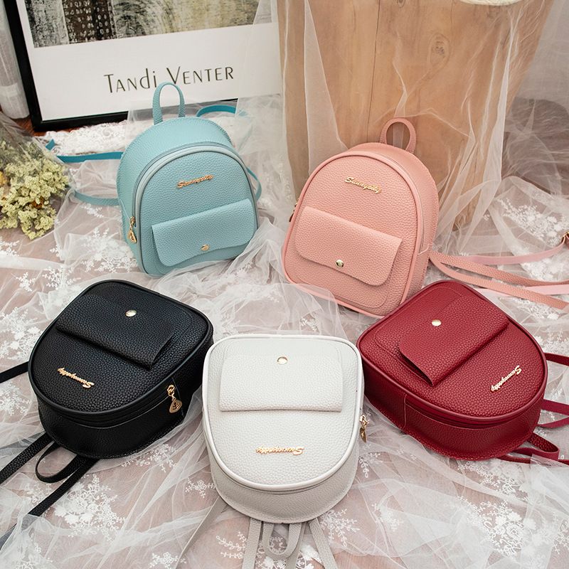Factory Wholesale Daily Backpack Mini Korean Style Lychee Pattern Small Bag  New Simple Women's Small Backpack