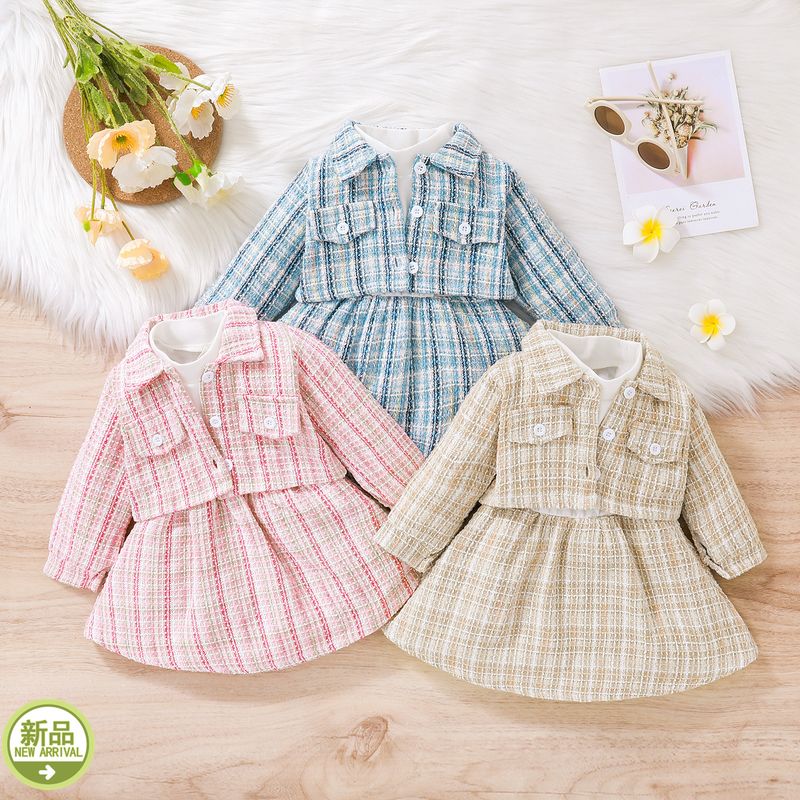 Mode Plaid Coton Filles Vêtements Ensembles