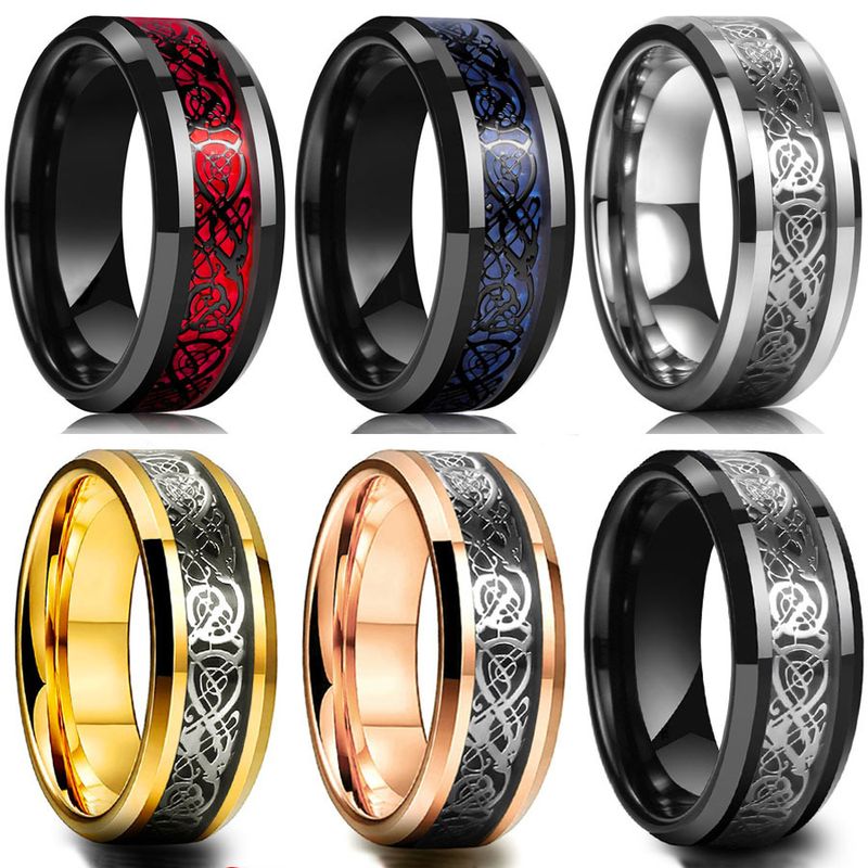 Retro Geometric Color Block Stainless Steel Plating Rings 1 Piece
