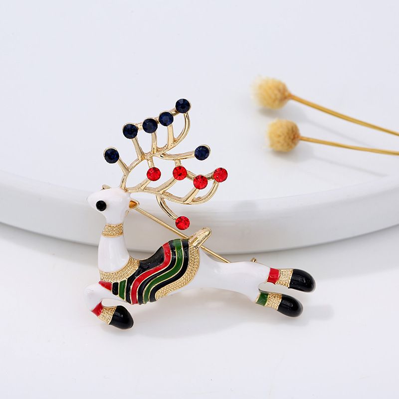 Fashion Elk Alloy Enamel Inlay Rhinestones Women's Brooches