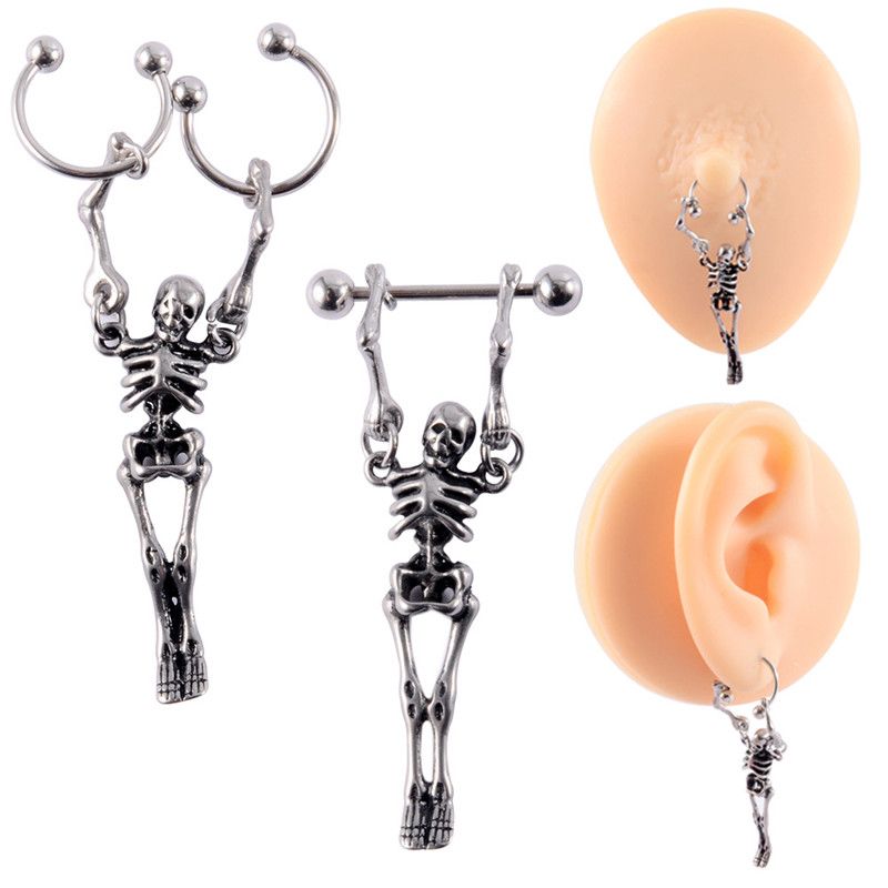 Mode Crâne Acier Inoxydable Placage Boucles D'oreilles 1 Pièce