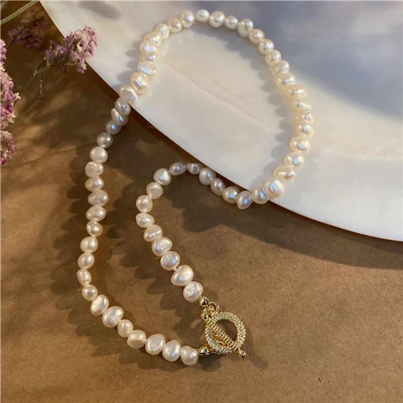 Elegant Geometric Pearl Gold Plated Necklace