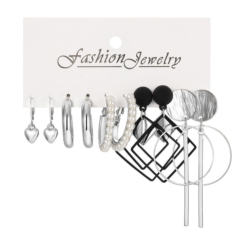 Fashion Round Heart Shape Alloy Plating Inlay Pearl Women's Drop Earrings 1 Set