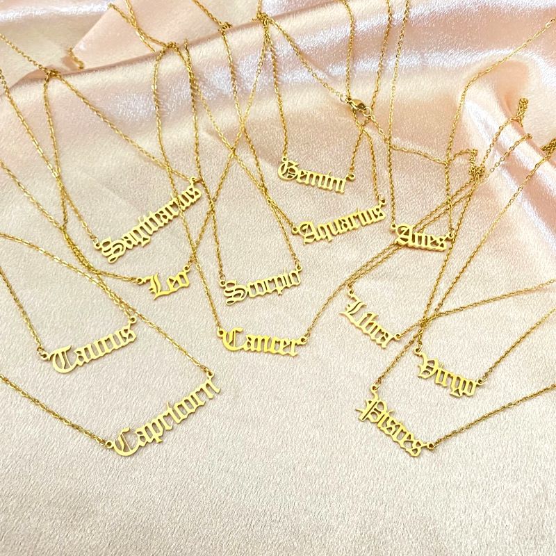 Stainless Steel Retro Plating Letter Pendant Necklace