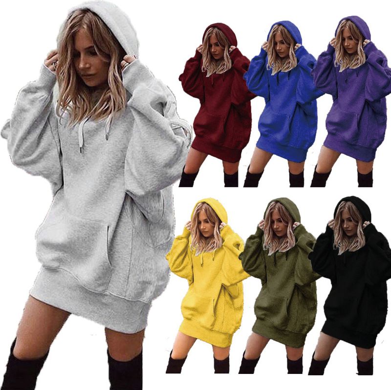 Women's Hoodie Long Sleeve Hoodies & Sweatshirts Pocket Patchwork Fashion Solid Color