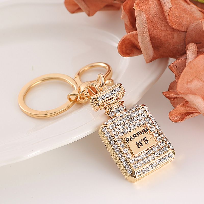 Fashion Letter Square Alloy Inlay Rhinestones Women's Bag Pendant Keychain 1 Piece