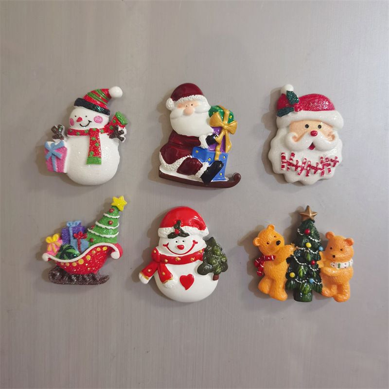 Mignon De Bande Dessinée Trois-dimensions Santa Claus Réfrigérateur Aimants De Noël Décoration