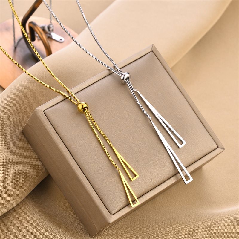 Simple Style Solid Color Titanium Steel Tassel Plating Pendant Necklace 1 Piece