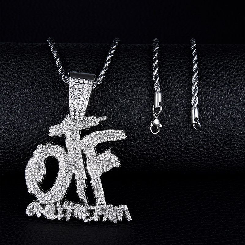 Hip-hop Letter Alloy Rhinestone Plating Men's Pendant Necklace 1 Piece