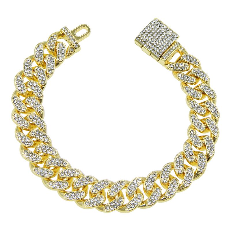 Hip-hop Geometric Alloy Diamond Men's Bracelets