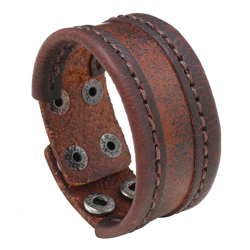 Fashion Geometric Pu Leather Iron Patchwork Unisex Bracelets