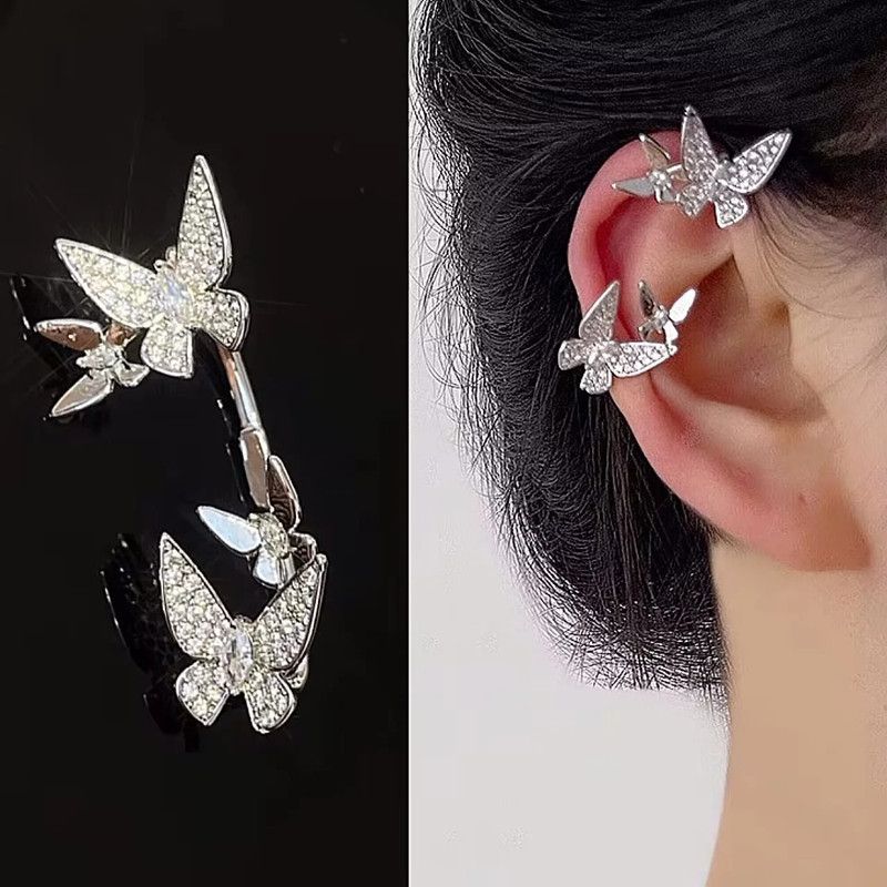 Elegant Fashion Butterfly Rhinestone Butterfly Rhinestones Women's Ear Clips