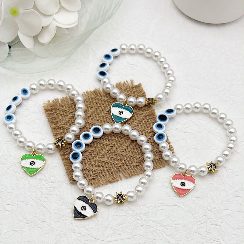 Ethnic Style Heart Shape Imitation Pearl Beaded Plating Women's Bracelets 1 Piece