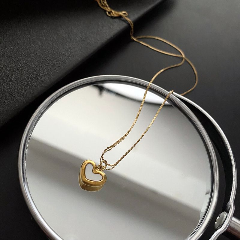 Mode Herzform Titan Stahl Überzug Hülse Halskette