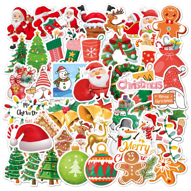 Cute Cartoon Christmas Pattern Holiday Decoration Stickers 50 Pieces Wholesale