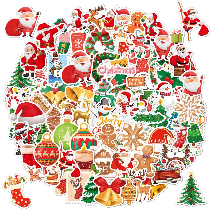 Cute Cartoon Christmas Stickers 50 Pieces Holiday Decoration Sticker Wholesale