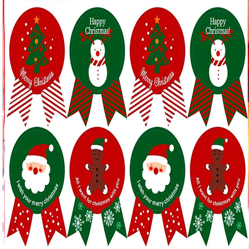 Pegatinas Decorativas De Regalo De Navidad Muñeco De Nieve De Santa Claus