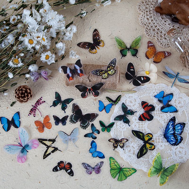 Cute Beautiful Butterfly Special-shaped Pet Sticker Notebook Diy Decorative Stickers 8 Types 40 Pieces