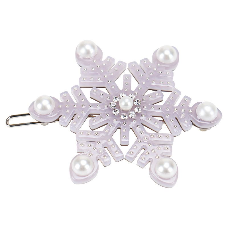 Fashion Snowflake Acetic Acid Sheets Inlay Rhinestones Pearl Hair Clip 1 Piece