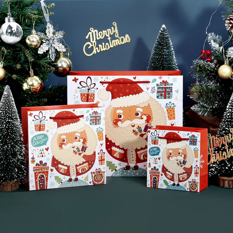 Weihnachten Mode Weihnachtsmann Brief Schneeflocke Weißer Karton Festival Geschenk Taschen 1 Stück