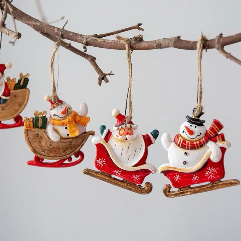 Christmas Fashion Santa Claus Snowman Resin Party Hanging Ornaments 1 Piece