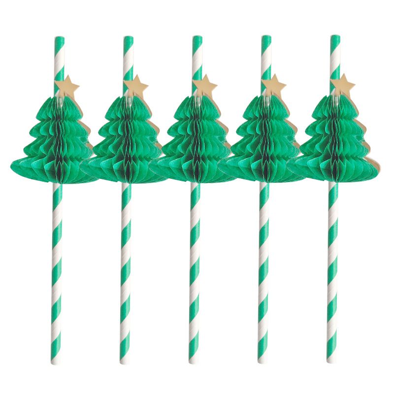 Christmas Fashion Christmas Tree Paper Party Drinking Straw 1 Piece
