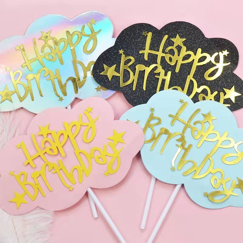 Birthday Clouds Letter Paper Party Cake Decorating Supplies