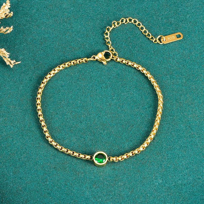 Vintage Style Round Titanium Steel Gold Plated Rhinestones Bracelets 1 Piece