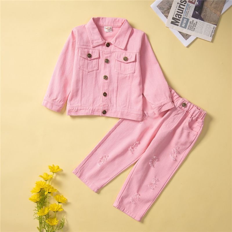 Fashion Solid Color Polyester Girls Clothing Sets
