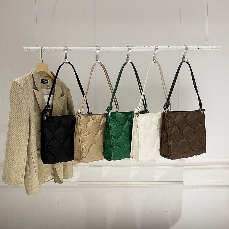 Women's Large Autumn&winter Nylon Lingge Fashion Square Zipper Tote Bag