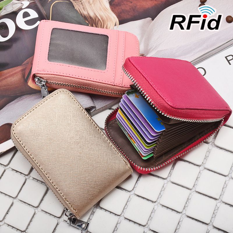 Women's Solid Color Pu Leather Zipper Card Holders