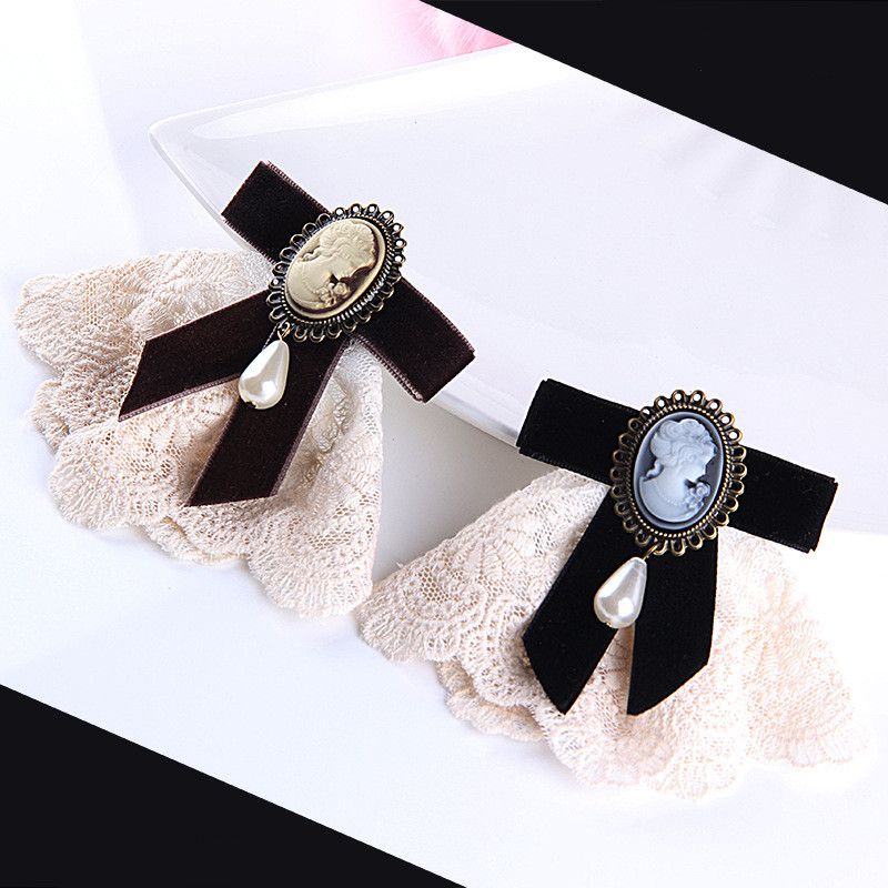 Retro Bow Knot Cloth Pearl Lace Women's Brooches