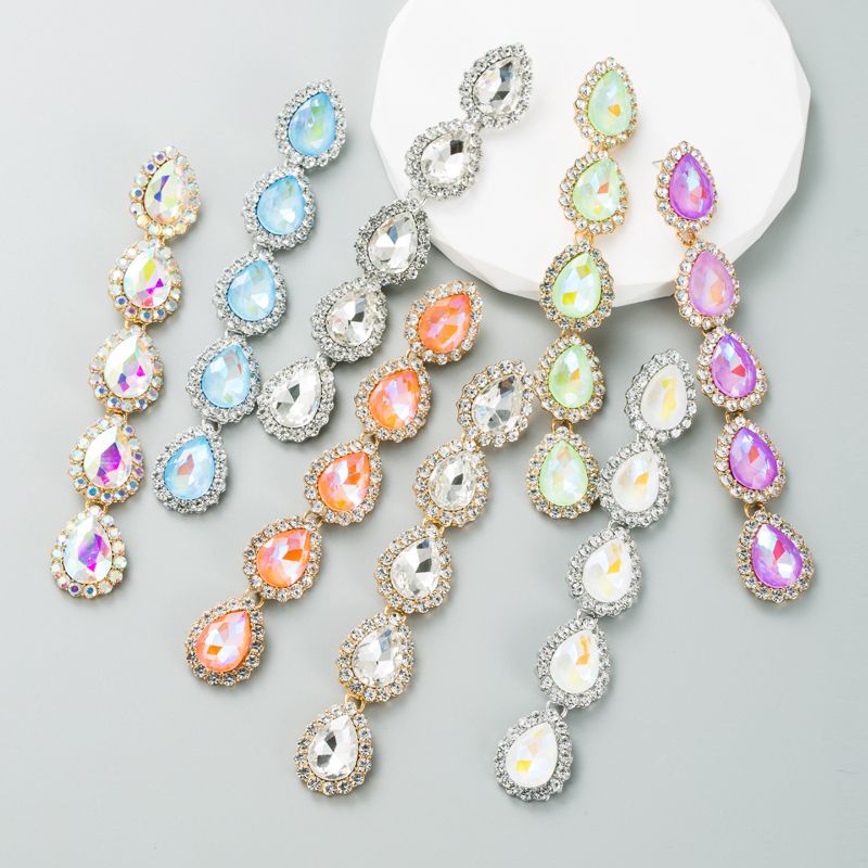 Glam Water Droplets Alloy Inlay Rhinestones Women's Earrings 1 Pair