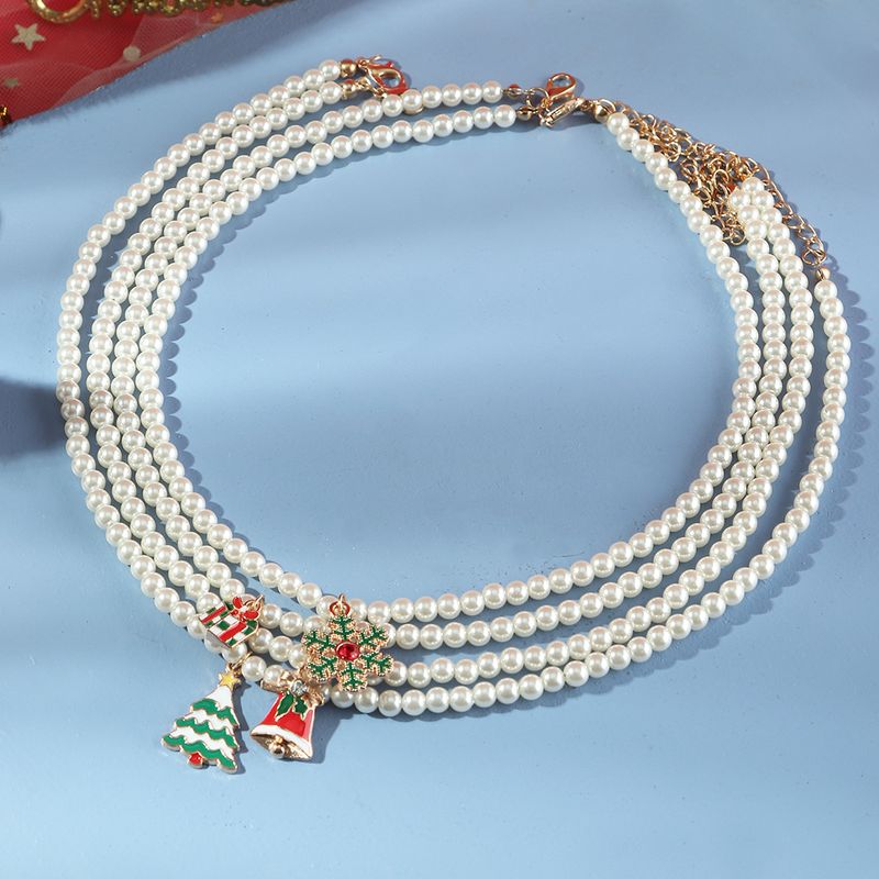 Glamour Sapin De Noël Alliage Perlé Perles Artificielles Femmes Collier 1 Pièce