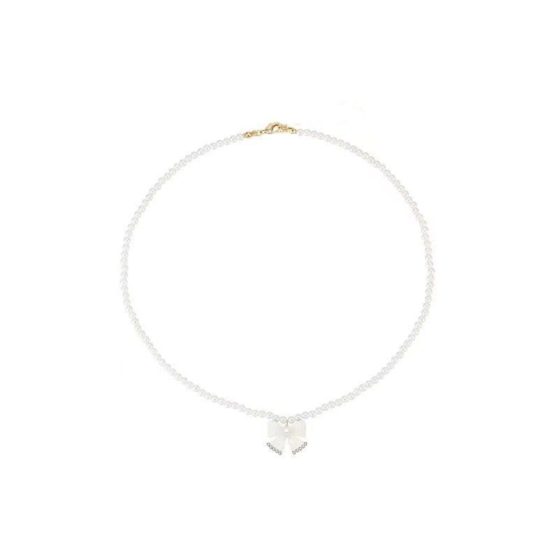 Elegant Butterfly Arylic Imitation Pearl Beaded Artificial Diamond Women's Pendant Necklace 1 Piece
