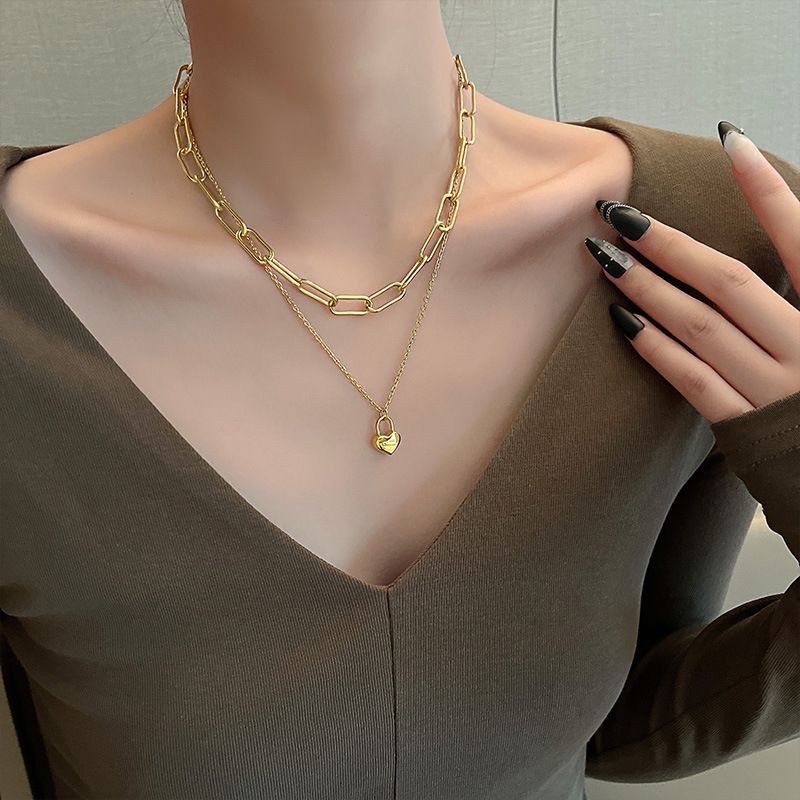 Fashion Heart Shape Titanium Steel Necklace 1 Piece