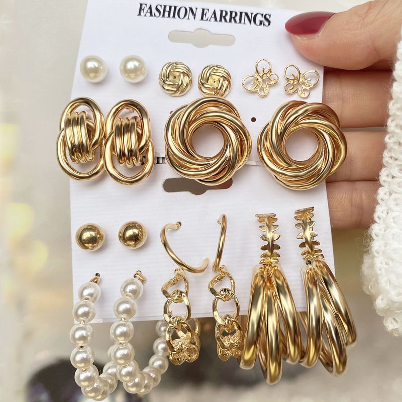 Fashion Star Butterfly Twist Imitation Pearl Alloy Rhinestone Women's Earrings 1 Set