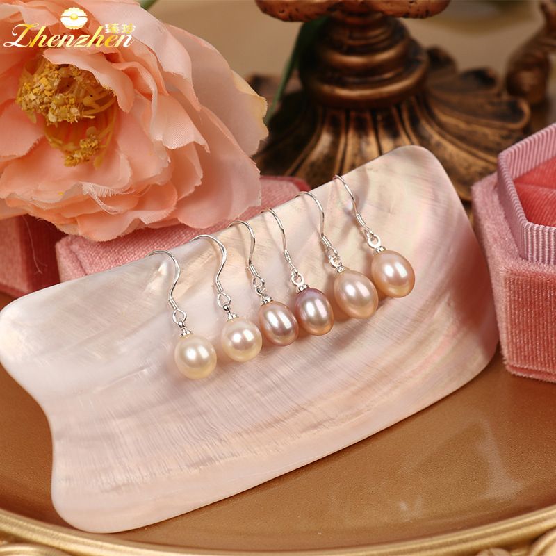 Elegant Geometrisch Perle Sterling Silber Tropfenohrringe 1 Paar