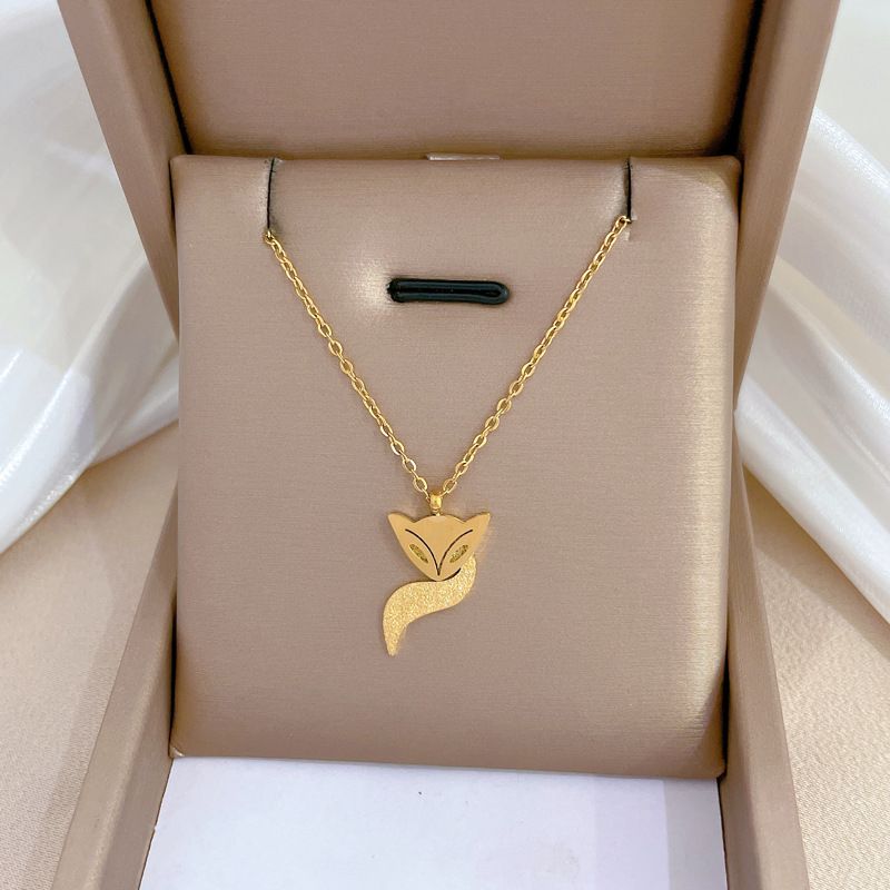 Cartoon Style Fox Titanium Steel Copper Plating Gold Plated Pendant Necklace