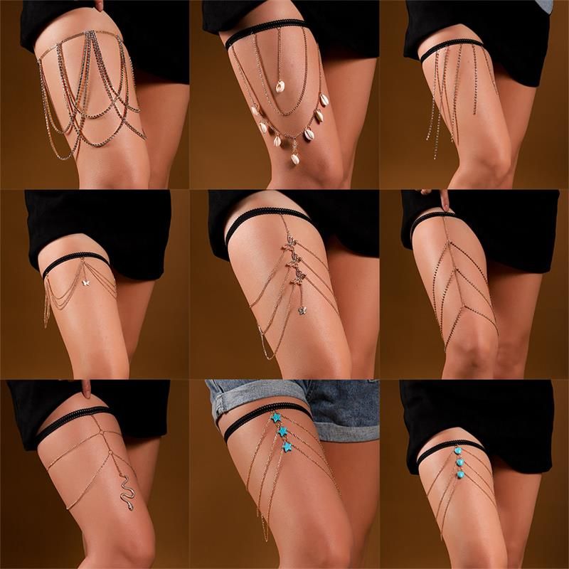Simple Style Star Butterfly Alloy Inlay Rhinestones Women's Leg Chain Body Chain 1 Piece