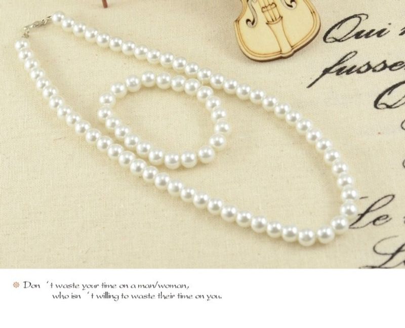 Mode Fleur Perle D'imitation Alliage Perlé Placage Femmes Bracelets Des Boucles D'oreilles Collier 1 Jeu