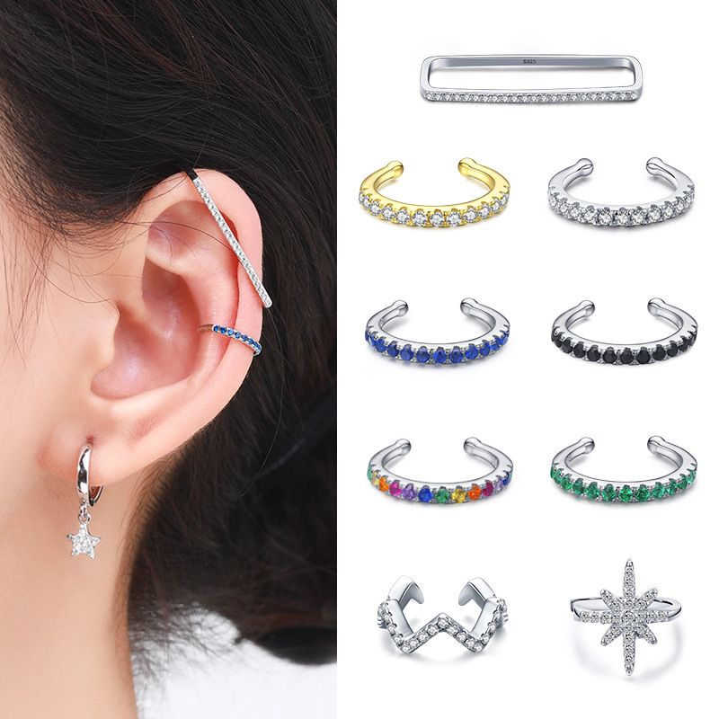 Fashion Star Sterling Silver Inlay Zircon Ear Studs 1 Piece