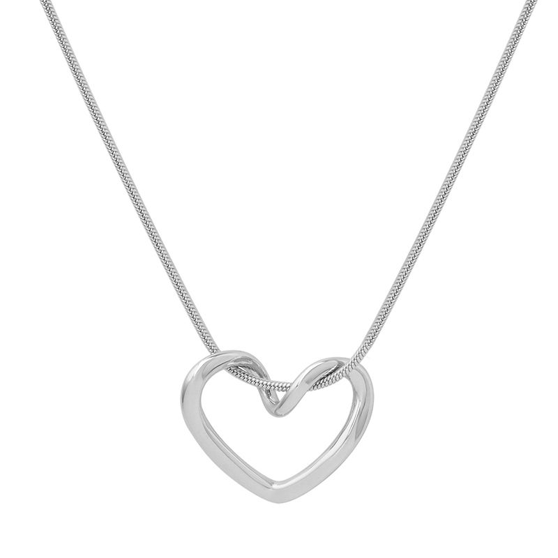 Simple Style Heart Shape Titanium Steel Plating Necklace